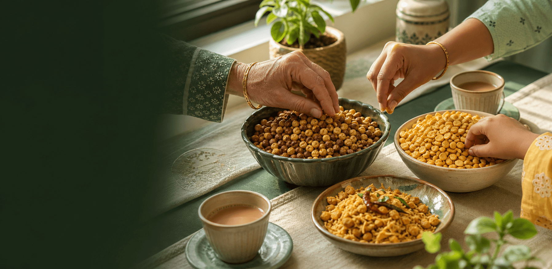 Santosh snacks served at home